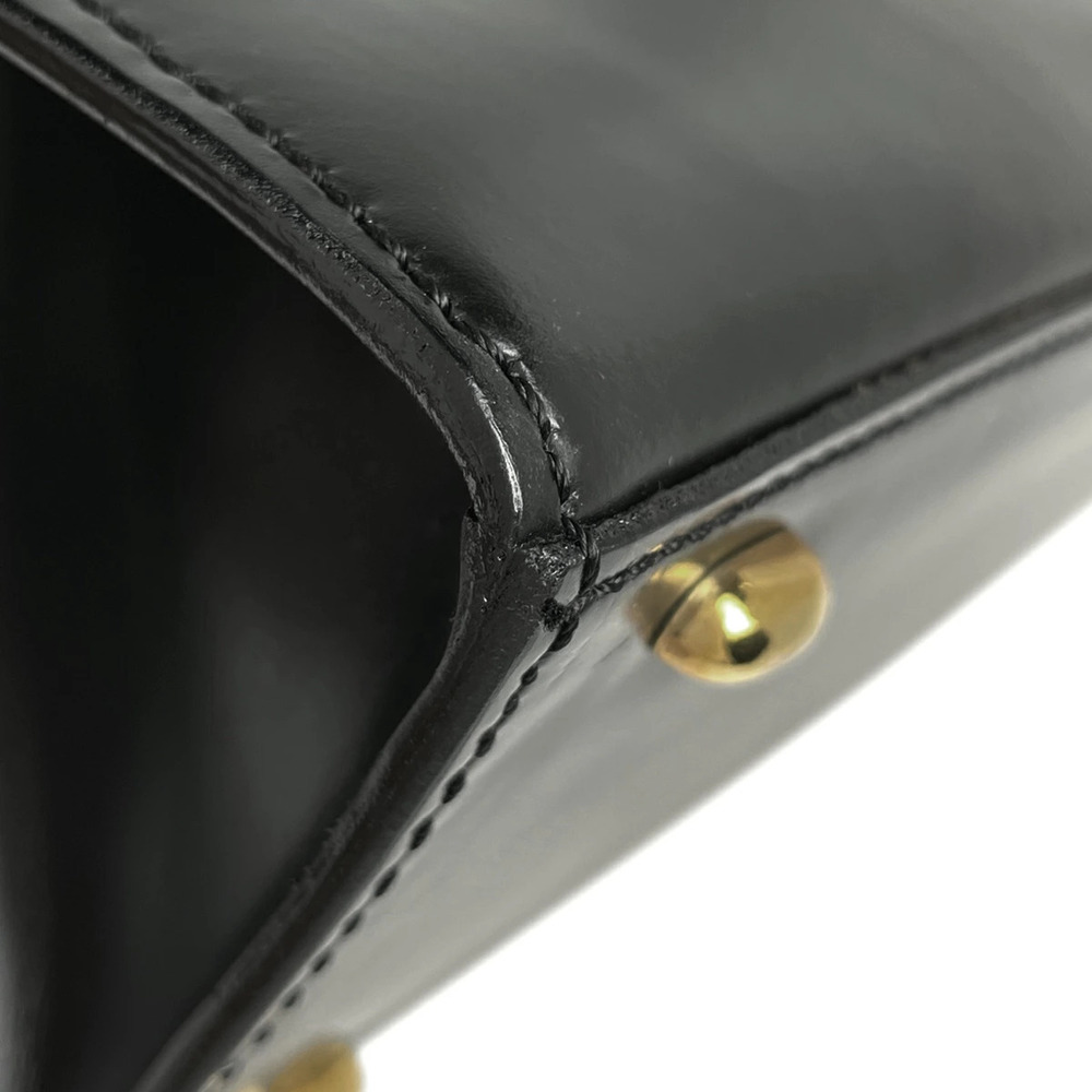 Celine Carriage Handbag Shoulder Bag Logo Leather Black - Picture 2 of 7